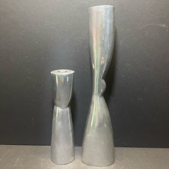 Accents Vintage Nambe Stainless Steel Candlestick Holders Set Of 2